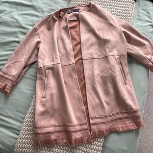 Zara Blush Fringe Women's Blazer